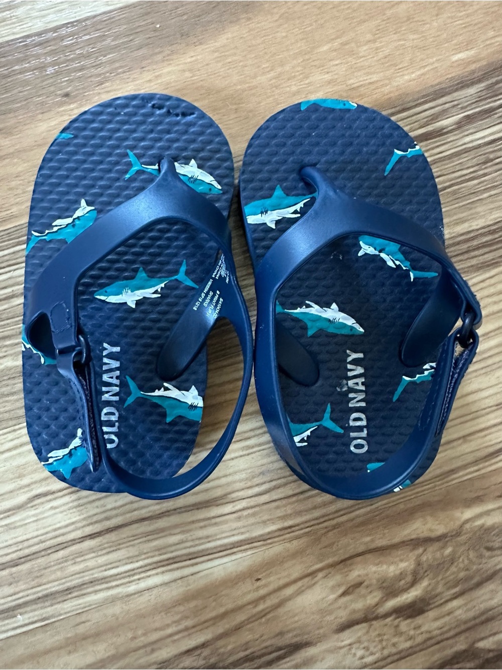 Old Navy Blue Shark Print Baby Sandals 12-18 Months